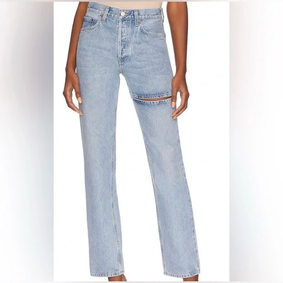 Agolde Lana Mid Rise Straight Slice - Picture 1 of 13